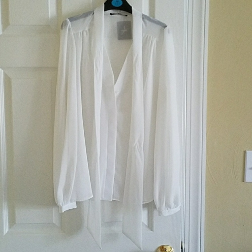 White Sheer Long Sleeve Tunic